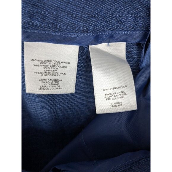 Jones New York Pants Woman Plus Size 16W Blue 100% Linen Cropped Wide Leg - Picture 8 of 9